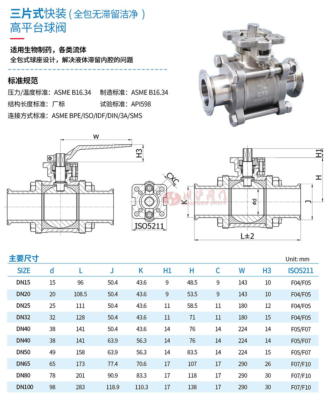 Q81F高平台快装球阀参数