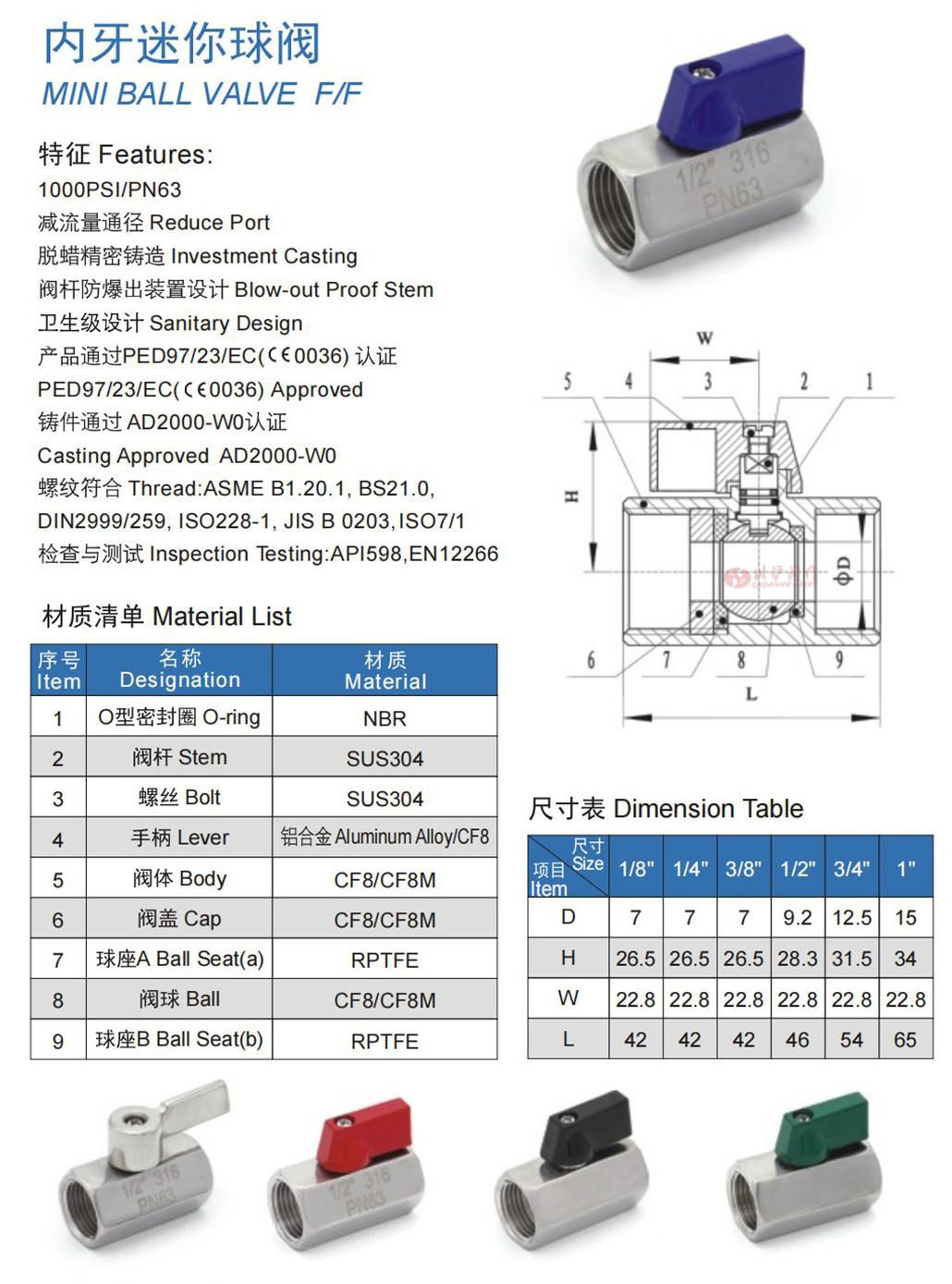 迷你小球阀参数